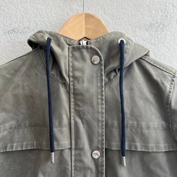 ABERCROMBIE & FITCH Green Waterproof Army Hooded Utility Rain Jacket Womens XS - Picture 6 of 11